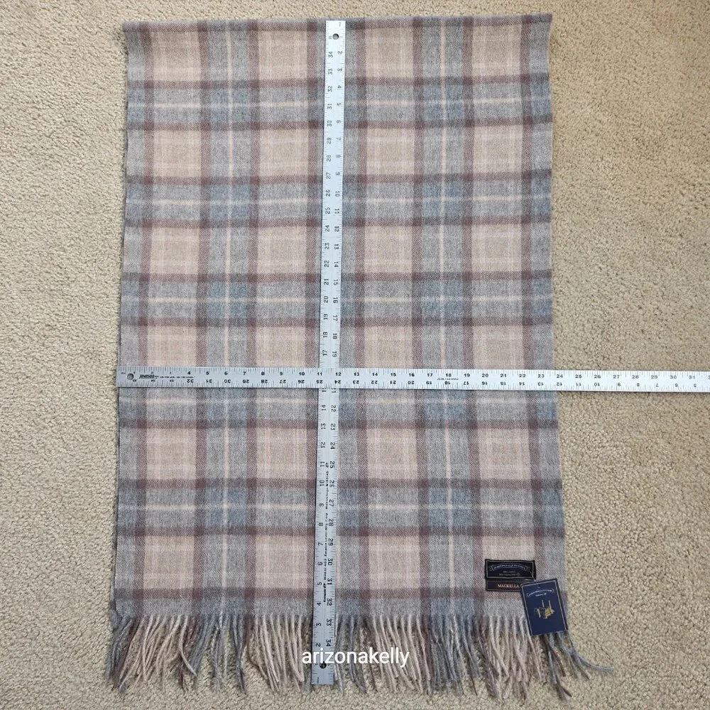 NWT James Pringle Weavers 100% Wool Plaid MacKellar Tan, Grey & Brown